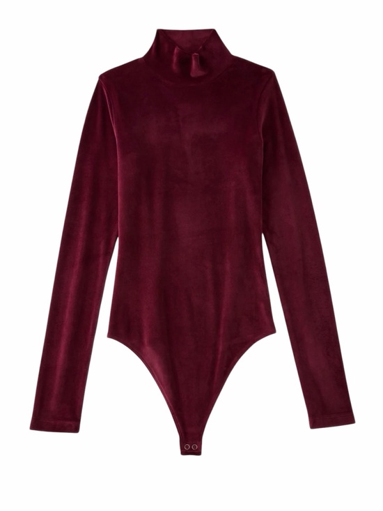American Eagle Outfitters Tops - American Eagle Long Sleeve Velvet Mockneck Bodysuit | Maroon | XXL
